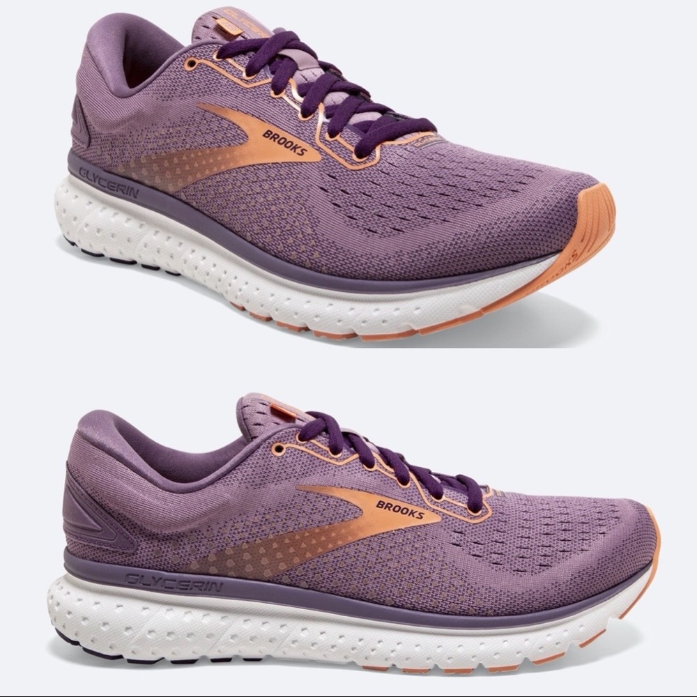 Brooks Women’s Glycerin 18 Road Running Valerian Jewel Cantaloupe Medium 7.5
